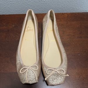 Gold glitter Christian Louboutin ballet flats